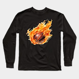 Flamming Basketball Watercolor Long Sleeve T-Shirt